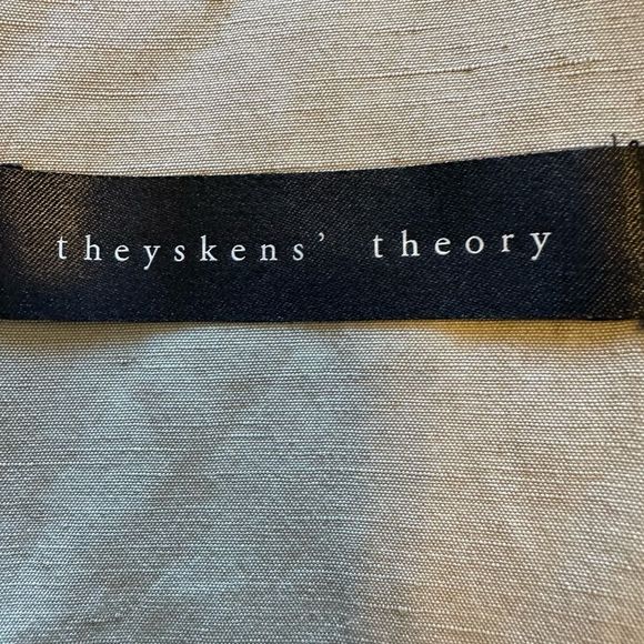 THEYSKENS’ THEORY Women’s Slub Linen/Silk Blend Open Front Blazer Tan Size 2/36 - Picture 5 of 14